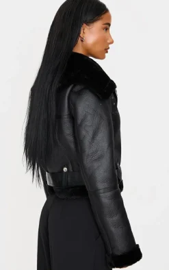 Black Multi Zip Cropped Aviator
