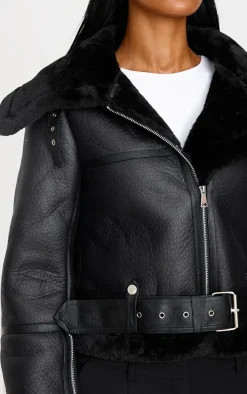 Black Multi Zip Cropped Aviator