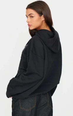 Black New York Cherry Embroidered Hoodie
