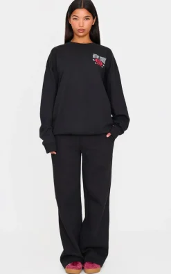 Black New York Downtown Back Printed Sweatshirt