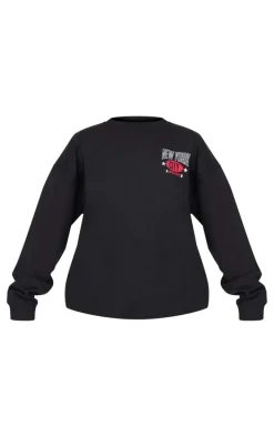 Black New York Downtown Back Printed Sweatshirt