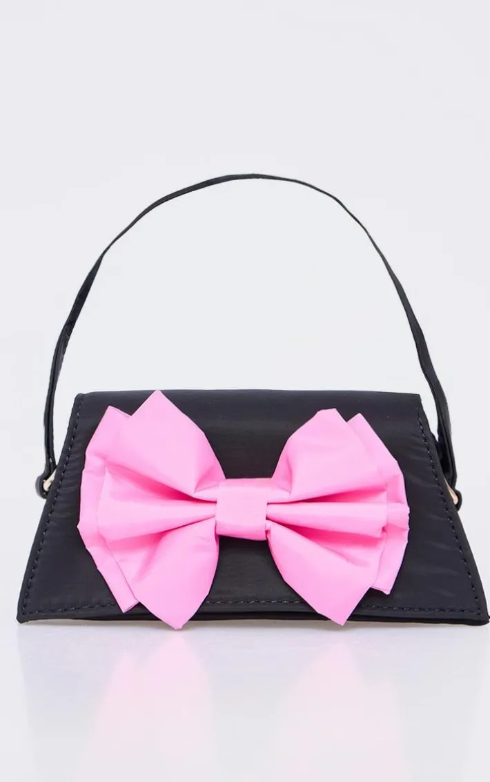 Black Nylon Oversized Bow Mini Bag