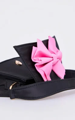 Black Nylon Oversized Bow Mini Bag