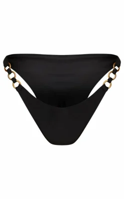 Black O Ring Detail Bikini Bottoms