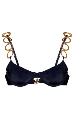 Black O Ring Strap Underwired Bikini Top