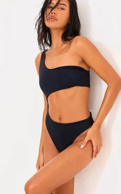 Black One Shoulder Cut Out Swimsuit