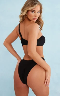 Black One Shoulder Cut Out O Ring Detail Swimsuit