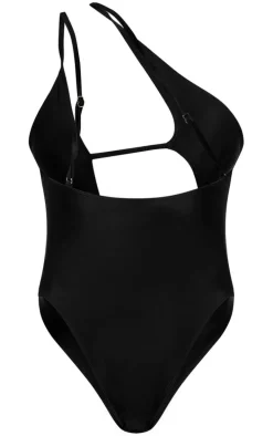 Black One Shoulder Cut Out Detail Swimsuit