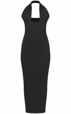 Black One Shoulder Fitted Maxi Dress