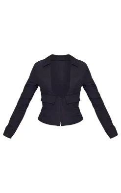 Black Open Back Plunge Cargo Shirt