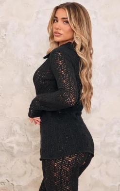 Black Open Knit Shirt