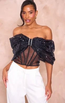 Black Organza Bow Corset