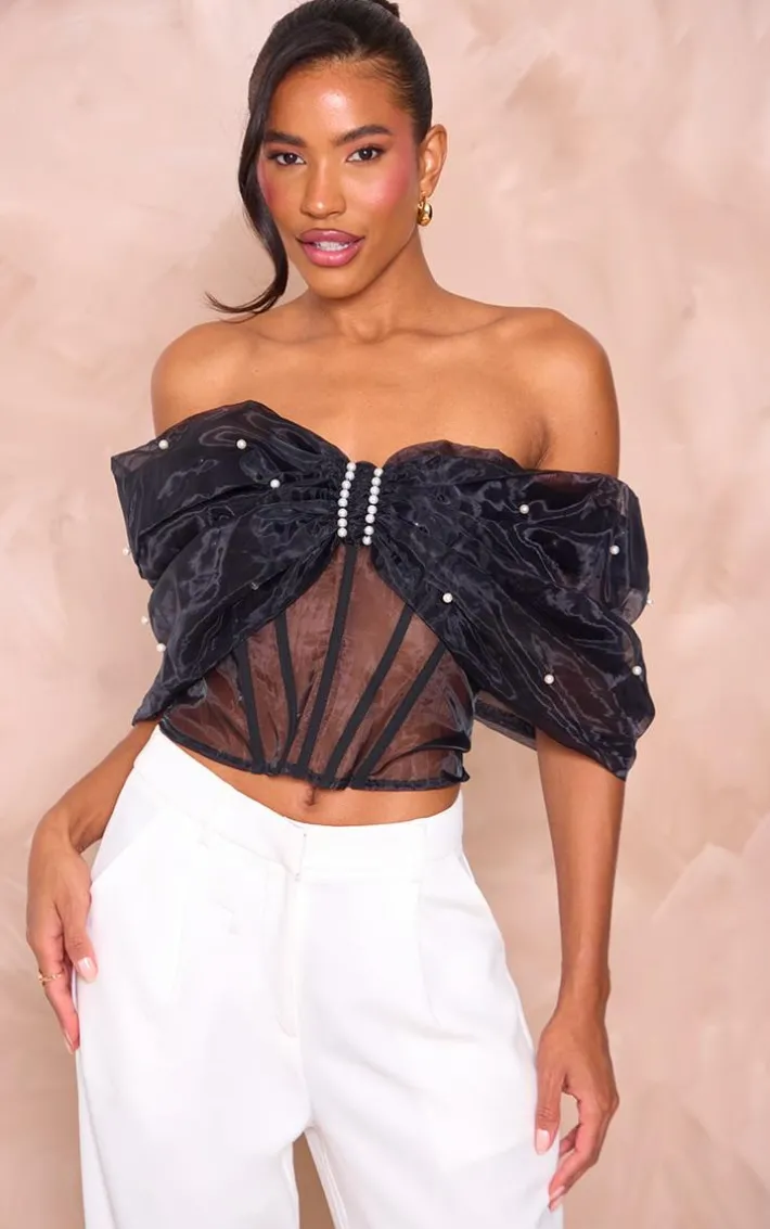 Black Organza Bow Corset