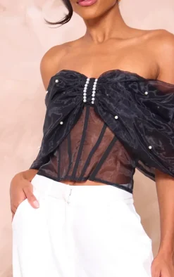 Black Organza Bow Corset