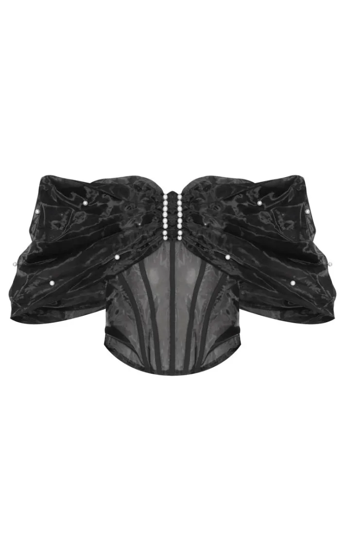 Black Organza Bow Corset