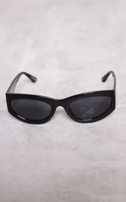 Black Oval Thick Frame Cat Eye Sunglasses