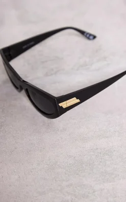 Black Oval Thick Frame Cat Eye Sunglasses