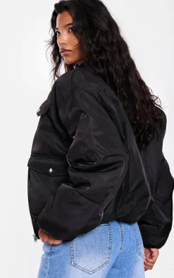 Black Oversized Bomber Jacket