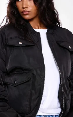 Black Oversized Bomber Jacket