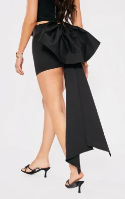 Black Oversized Bow Detail Mini Skirt