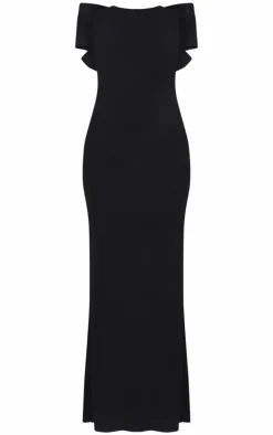 Black Oversized Bow Scoop Back Maxi Dress