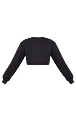 Black Oversized Cropped Sweatshirt