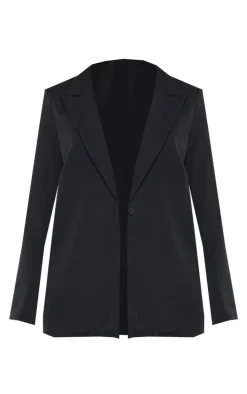 Black Oversized Drapey Button Detail Blazer