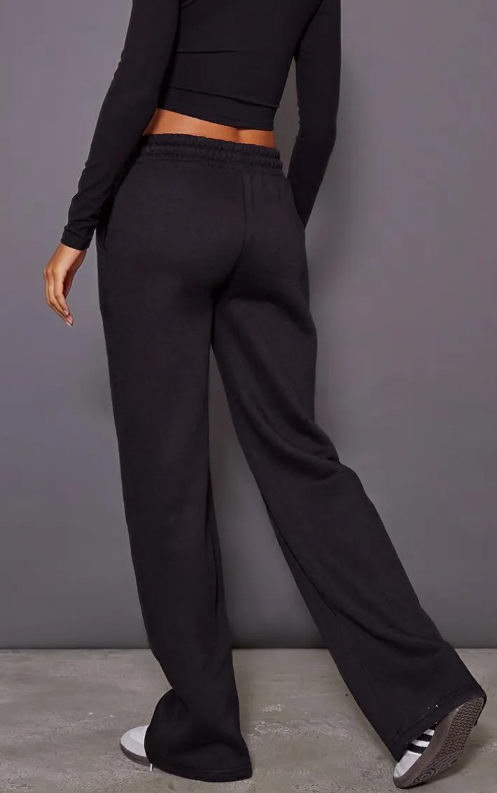 Black Oversized Drawstring Wide Leg Sweatpants