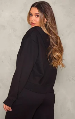 Black Oversized Hooded Zip Up Sweat