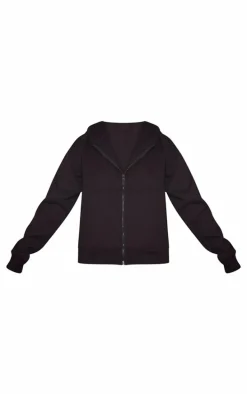 Black Oversized Hooded Zip Up Sweat