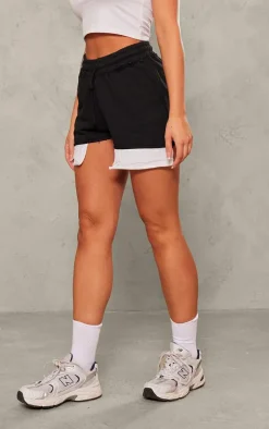 Black Oversized Pocket Bags Sweat Shorts
