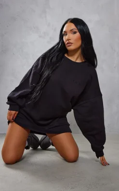 Black Oversized Sweatshirt Dress