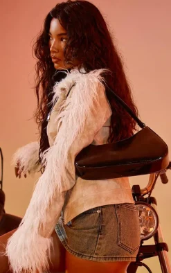 Black Patent Pu Asymmetric Shoulder Bag