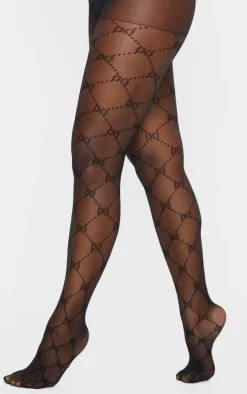 Black Patterned Tights