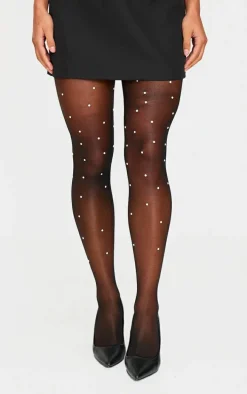 Black Pearl Detail Tights