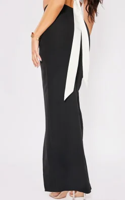 Black Pearl Thigh Trim Woven Maxi Skirt