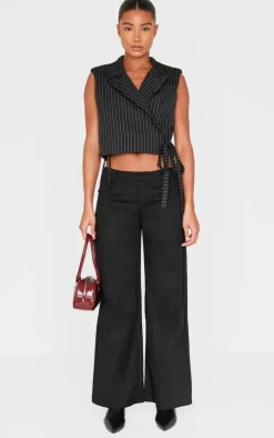 Black Pinstripe Tie Boxy Vest