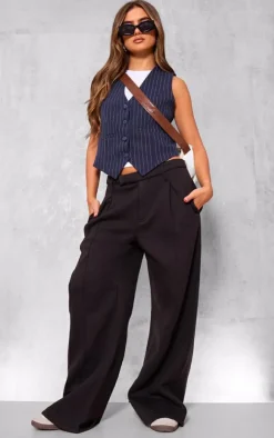 Black Pintuck Fleeceback Tailored Sweatpants