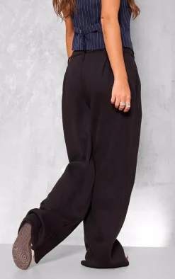 Black Pintuck Fleeceback Tailored Sweatpants