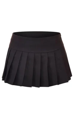 Black Pleated Micro Mini Skirt