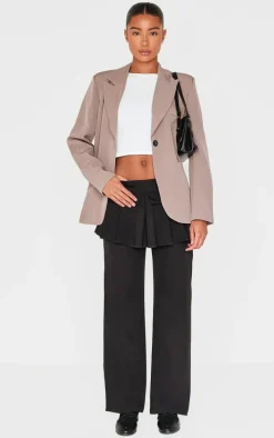 Black Pleated Skirt Overlay Detail Tailored Pants