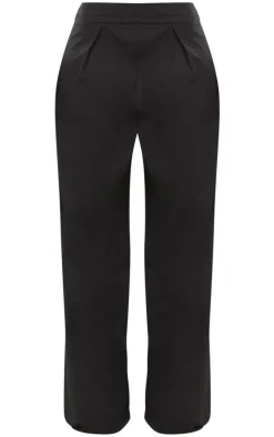 Black Pleated Waistband Extreme Wide Leg Pants