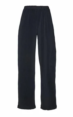 Black Plisse High Waisted Wide Leg Pants
