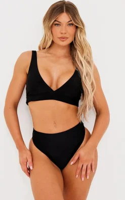 Black Plunge Mix & Match Bikini Top
