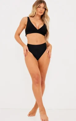 Black Plunge Mix & Match Bikini Top