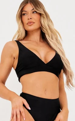 Black Plunge Mix & Match Bikini Top