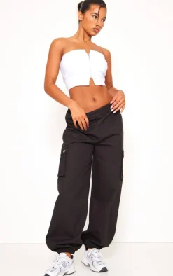 Black Pocket Detail Cargo Pants