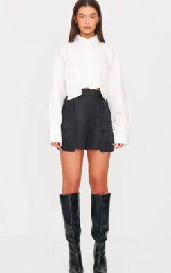 Black Pocket Detail Cargo Shorts