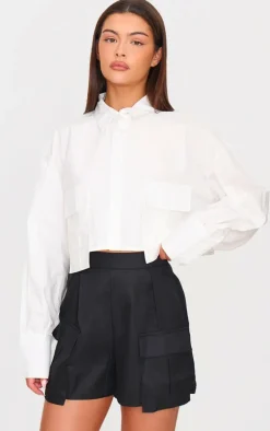 Black Pocket Detail Cargo Shorts