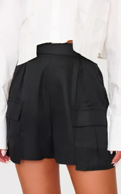 Black Pocket Detail Cargo Shorts